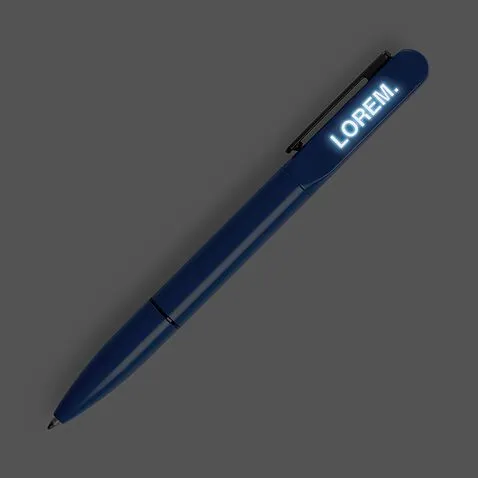 Ручка шариковая Lucenti с подсветкой логотипа, синяя