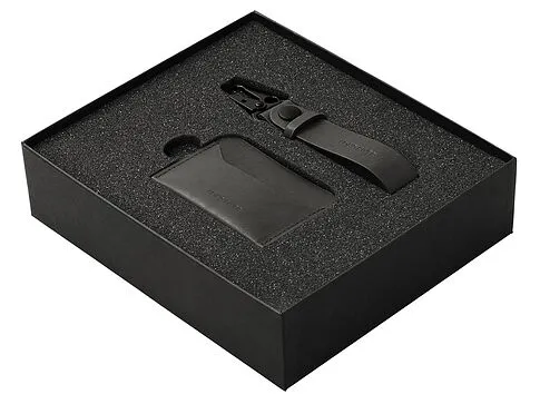 Подарочный набор Long River: картхолдер, ремешок для ключей, черная коробка