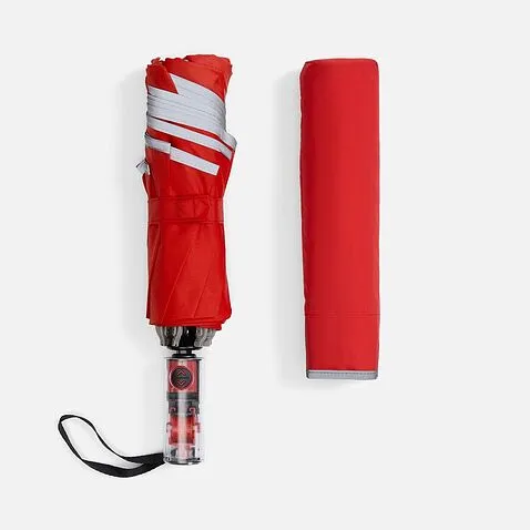 Зонт наоборот складной Futurum со светоотражающим кантом, красный