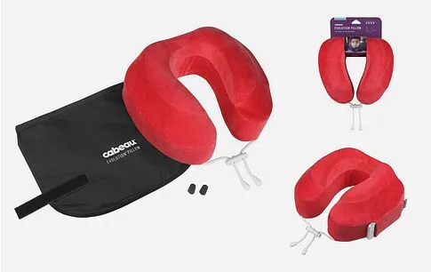 Подушка дорожная Cabeau Evolution Pillow из вспененного ортопедического полиуретана с эффектом памяти, красный
