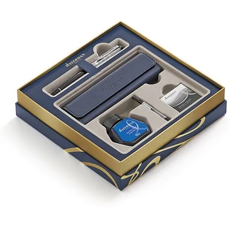 Подарочный набор WATERMAN, состоящий из шариковой ручки Waterman Expert Deluxe Black CT, чехла для ручки из качественной экокожи и расходных материалов Подарочный набор WATERMAN, состоящий из шариковой ручки Waterman Expert Deluxe Black CT, чехла для ручки из качественной экокожи и расходных материалов