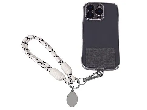 Брелок-браслет Bohemian c тканевым держателем для телефона, бело-черный