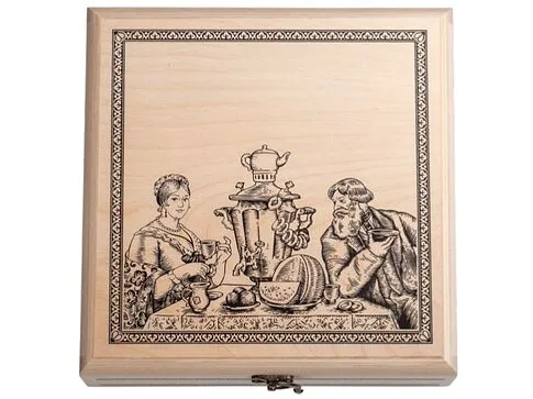 Подарочный набор с пакетированным чаем в деревянной шкатулке без лого