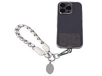 Брелок-браслет Bohemian c тканевым держателем для телефона, бело-черный