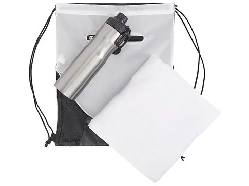 Спортивный набор со стальной бутылкой и полотенцем Advanced, белый