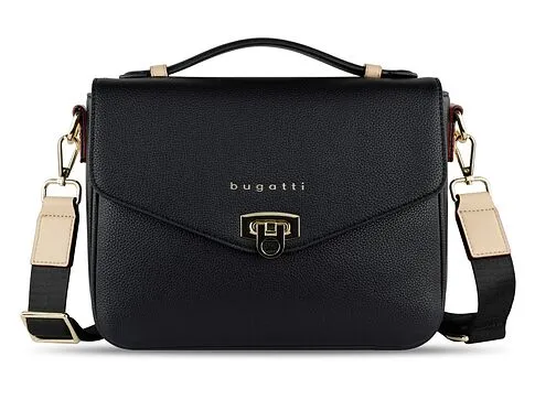 Сумка женская BUGATTI Ella, чёрная, полиуретан, 29х10х22 см