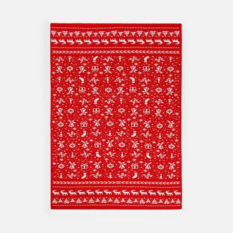 Плед Holidale, красный с молочным