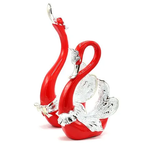 Набор статуэток  quot;Влюбленные лебеди quot;, красные