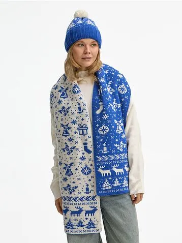 Шарф Holidale, синий с молочным