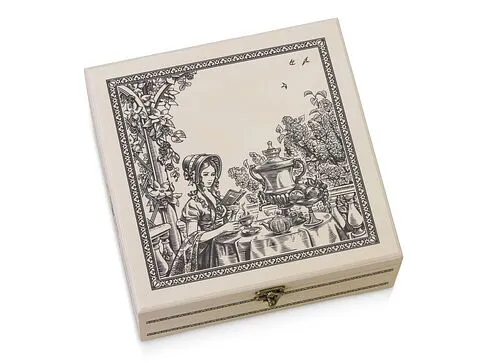 Подарочный набор с чаем Чайный букет в деревянной шкатулке, натуральный