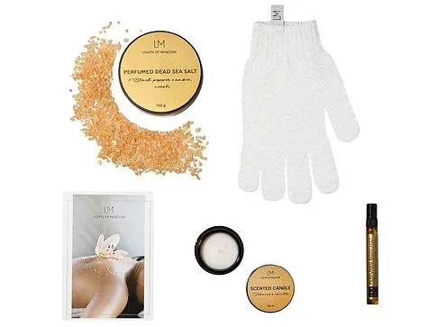 Парфюмированный спа-набор с лого Lights of Moscow, янтарный