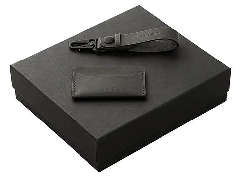 Подарочный набор Long River: картхолдер, ремешок для ключей, черная коробка
