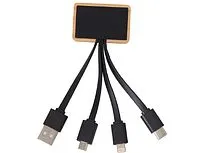 Кабель 3-в-1 с подсветкой лого Reedia S6, бамбук, черный