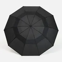 Зонт обратного сложения twoGether с двойным куполом, черный