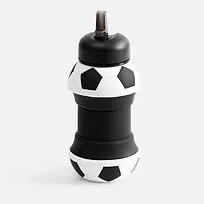 Складная бутылка для воды Football Flex, белая с черным