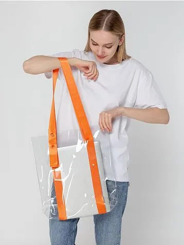 Шопер Clear Fest, прозрачный с оранжевыми ручками