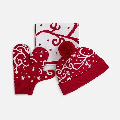 Варежки Adventino, красный с молочным
