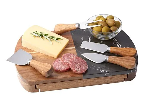 Набор для сыра в подарочной коробке из акации и мрамора Date (P)