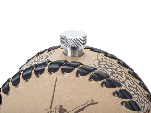 Фляга 504 (белая кожа), 0,5 л (круглая)