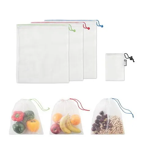 Набор из 3 сетчатых пакетов в сумочке, 