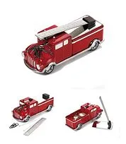 Держатель FIREFIGHTER для скрепок, линейка, секретный отсек для мелочей, красный