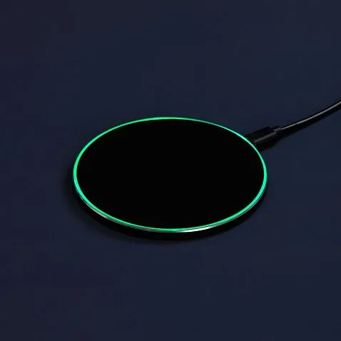 Беспроводное зарядное устройство с подсветкой Lightcore, черное