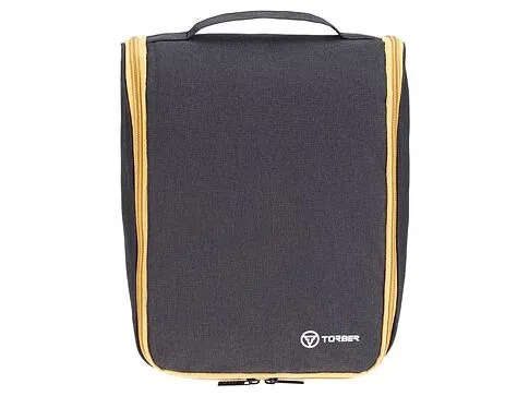 Несессер TORBER, дорожный, чёрный/бежевый, полиэстер 300D, 27 х 22 х 11 см