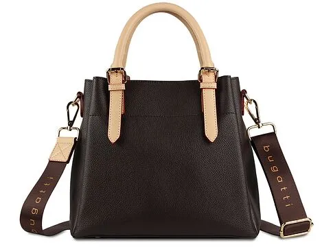 Сумка женская BUGATTI Ella, тёмно-коричневая, полиуретан, 27х12х23,5 см