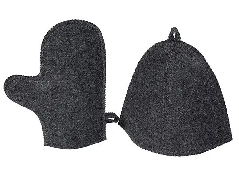 Банный набор из шапки и рукавицы Renew, серый