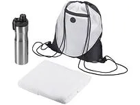 Спортивный набор со стальной бутылкой и полотенцем Advanced, белый