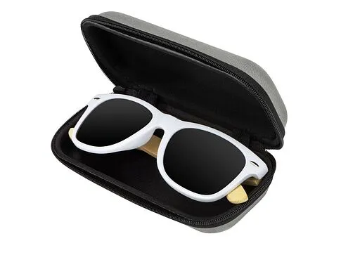 Солнцезащитные очки Rockwood с бамбуковыми дужками в сером футляре, белый