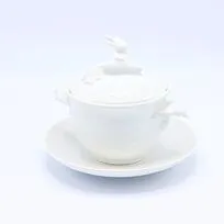 Бульонница  quot;Кролик - Везунчик quot; с тарелкой, 425 мл, Белый