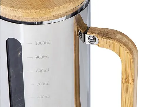 Френч-пресс в стальном корпусе и ручкой из бамбука Coffee break, 1000 мл (Р)