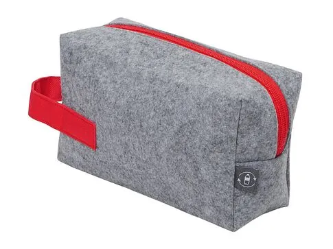 Органайзер для электроники и проводов Felt из RPET-фетра с ручкой, серый с красным