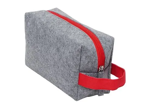 Органайзер для электроники и проводов Felt из RPET-фетра с ручкой, серый с красным