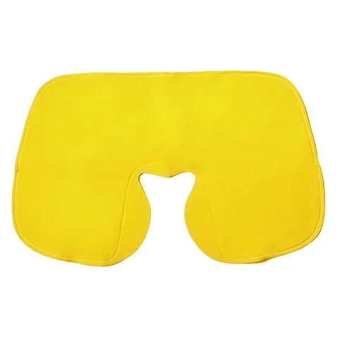 Подушка  надувная дорожная WAY  в футляре; желтый; 43,5х27,5 см; твил