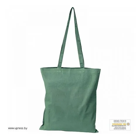 Экологическая сумка с длинными ручками, хлопок 140 gsm, 6088077, зеленый