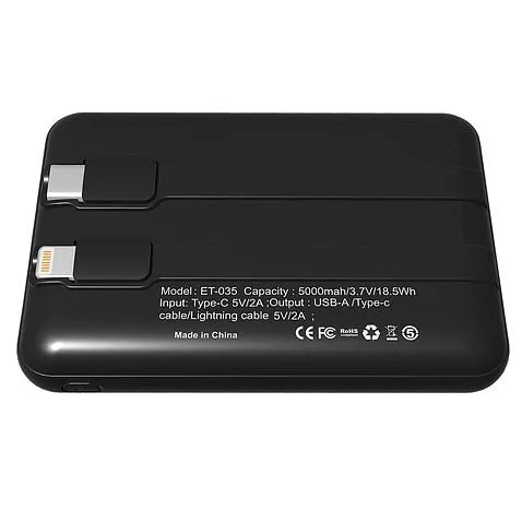 Внешний аккумулятор Eron с подсветкой гравировки, 5000 mAh, чёрный/синий