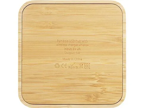 USB-хаб с беспроводной зарядкой из бамбука Plato