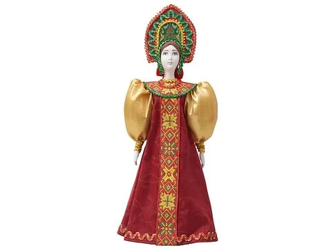 Подарочный набор: кукла фарфоровая, мед, красный