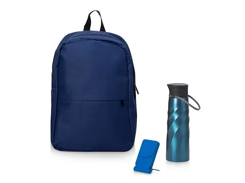 Подарочный набор с магнитным аккумулятором и бутылкой для воды Waterpower, синий