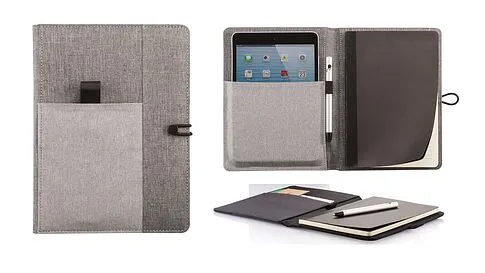 Блокнот-органайзер Kyoto в стильной тканевой обложке, серый