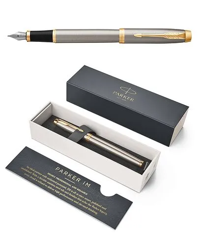 Перьевая ручка Parker IM Brushed Metal GT, серебристый/золотистый