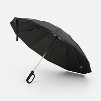 Зонт обратного сложения inLoop с ручкой-карабином, черный