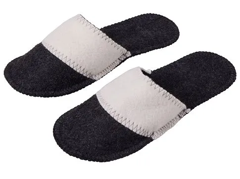 Тапочки белые/серые с отворотом без вышивки