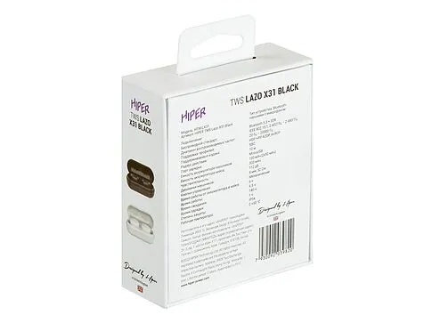Наушники HIPER TWS Lazo X31 Black (HTW-LX31) Bluetooth 5.3 гарнитура, Черный (Р)