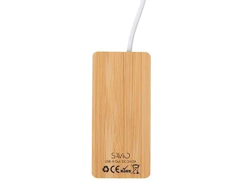 USB хаб с подсветкой лого Reedia S5, 3*USB, 1*Type C, бамбук, черный