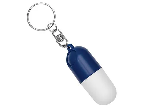 Таблетница в форме брелка Capsule, белый/синий