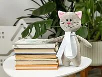 Мягкая игрушка Beastie Toys, котик с белым шарфом