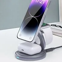 Беспроводная зарядная станция 3 в 1 MagSafe Rotation QI складная, графит, Deppa